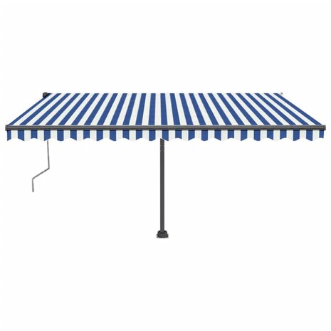 Luifel automatisch met LED en windsensor 400x350 cm blauw wit 2