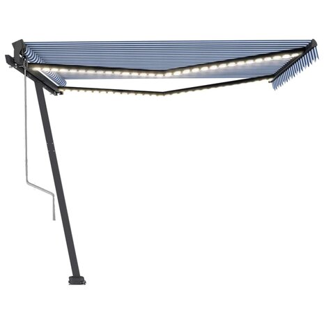 Luifel automatisch met LED en windsensor 400x350 cm blauw wit 4