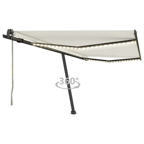 Luifel automatisch met LED en windsensor 400x350 cm crèmekleur 1