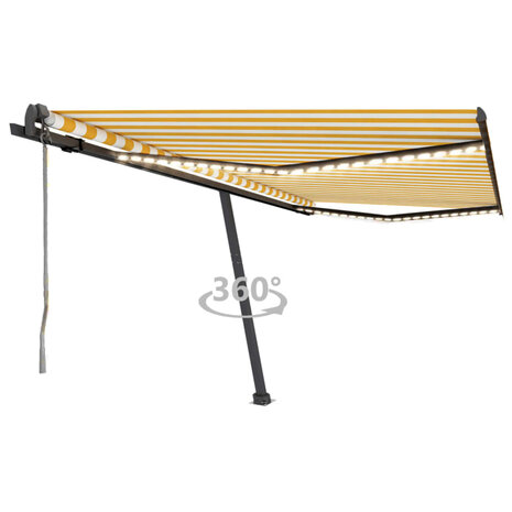 Luifel automatisch met LED en windsensor 400x350 cm geel en wit 1