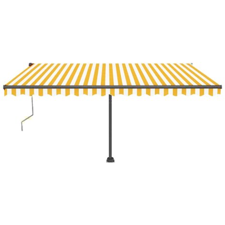 Luifel automatisch met LED en windsensor 400x350 cm geel en wit 2