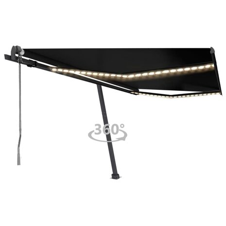 Luifel automatisch met LED en windsensor 400x350 cm antraciet 1