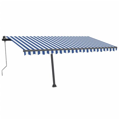 Luifel automatisch met LED en windsensor 450x350 cm blauw wit 2