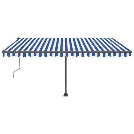 Luifel automatisch met LED en windsensor 450x350 cm blauw wit 3