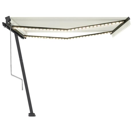Luifel automatisch met LED en windsensor 450x350 cm crèmekleur 4