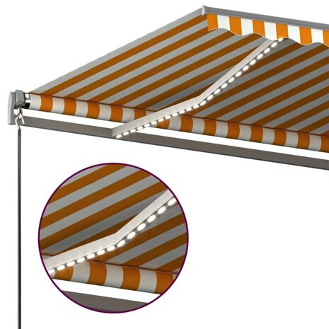 Luifel automatisch met LED en windsensor 450x350 cm geel wit 8