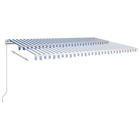 Luifel automatisch met LED en windsensor 5x3 m blauw en wit 5