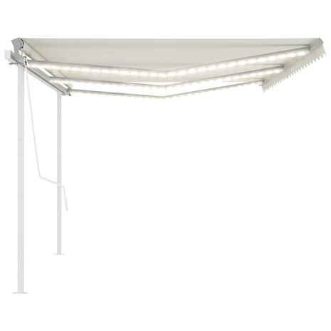 Luifel automatisch met LED en windsensor 6x3 m crèmekleurig 5