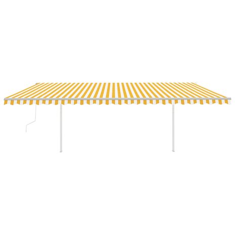 Luifel automatisch met LED en windsensor 6x3 m geel en wit 4