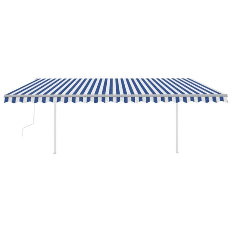 Luifel automatisch met LED en windsensor 5x3,5 m blauw en wit 3