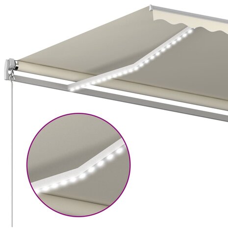 Luifel automatisch met LED en windsensor 5x3,5 m crèmekleurig 6