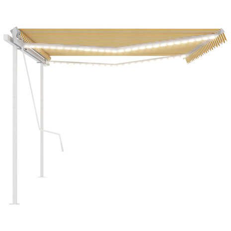 Luifel automatisch met LED en windsensor 5x3,5 m geel en wit 4