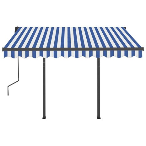 Luifel automatisch met LED en windsensor 3x2,5 m blauw en wit 5