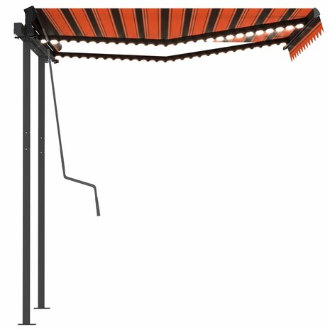 Luifel automatisch met LED en windsensor 3x2,5 m oranje bruin 6