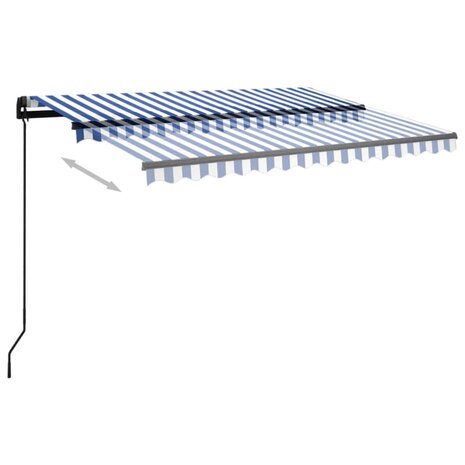Luifel automatisch met LED en windsensor 3,5x2,5 m blauw en wit 4