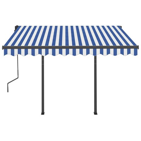 Luifel automatisch met LED en windsensor 3,5x2,5 m blauw en wit 5