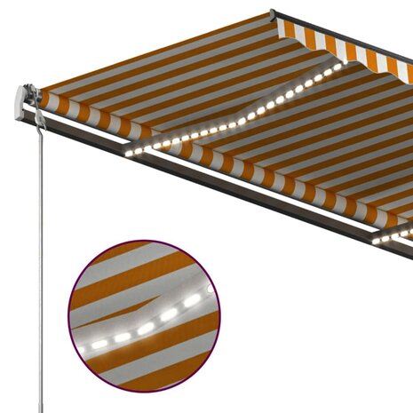Luifel automatisch met LED en windsensor 3,5x2,5 m geel en wit 7