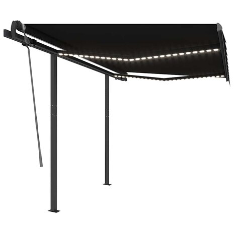 Luifel automatisch met LED en windsensor 3,5x2,5 m antraciet 2
