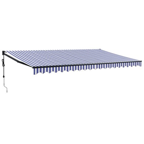 Luifel automatisch uitschuifbaar 5x3 m blauw en wit 2