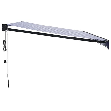 Luifel automatisch uitschuifbaar 5x3 m blauw en wit 4