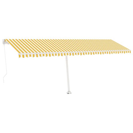 Luifel vrijstaand handmatig uittrekbaar 600x300 cm geel en wit 3