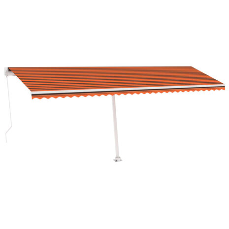 Luifel vrijstaand handmatig uittrekbaar 600x300 cm oranje bruin 2