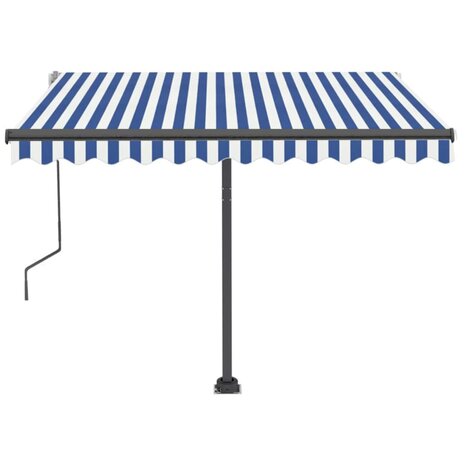 Luifel vrijstaand handmatig uittrekbaar 350x250 cm blauw en wit 5