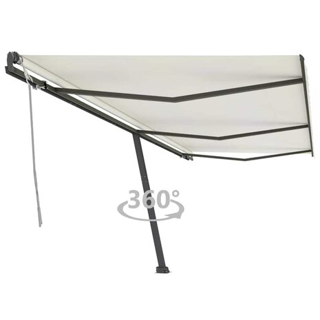 Luifel vrijstaand handmatig uittrekbaar 600x300 cm crèmekleurig 1