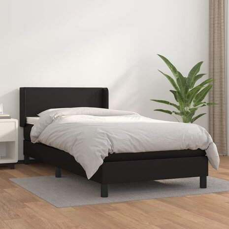 Boxspring met matras kunstleer zwart 80x200 cm 1