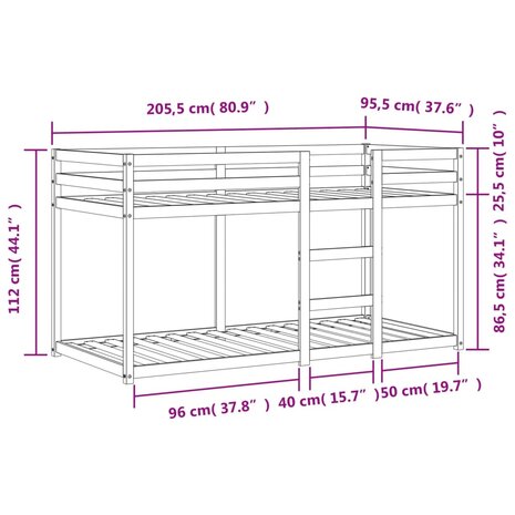 Stapelbed massief grenenhout wasbruin 90x200 cm 9
