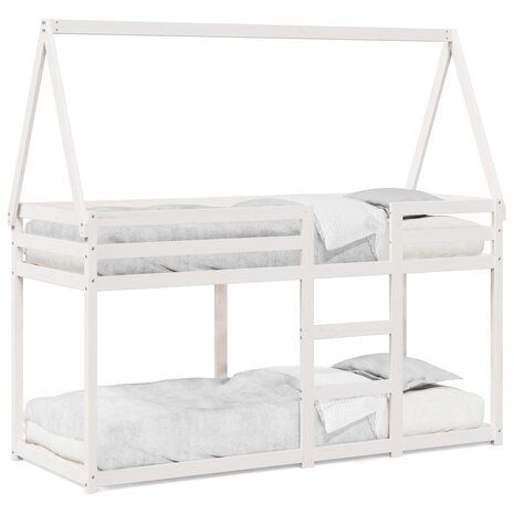 Stapelbed met dak massief grenenhout wit 90x200 cm 2