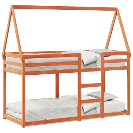 Stapelbed met dak massief grenenhout wasbruin 90x190 cm 2
