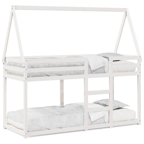 Stapelbed met dak massief grenenhout wit 90x190 cm 2