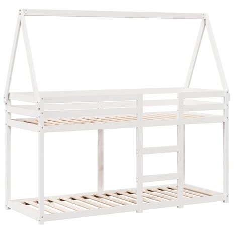 Stapelbed met dak massief grenenhout wit 90x190 cm 3