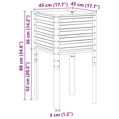 Plantenbak 45x45x88 cm staal antracietkleurig 7