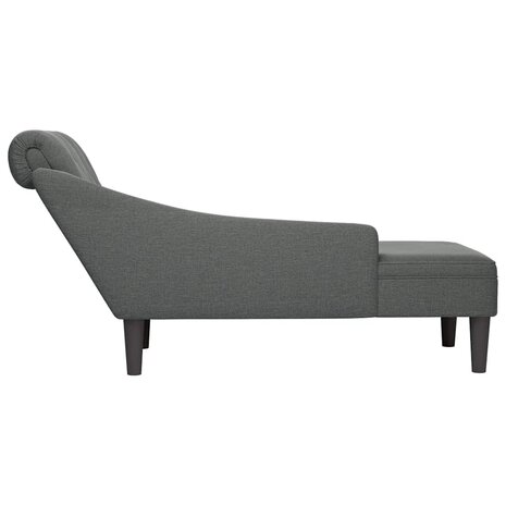 Chaise longue met kussen en rechterarmleuning stof donkergrijs 5