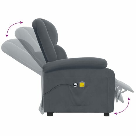 Massagestoel elektrisch fluweel donkergrijs 7