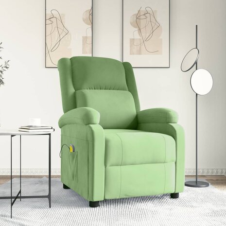 Massagestoel fluweel lichtgroen 1