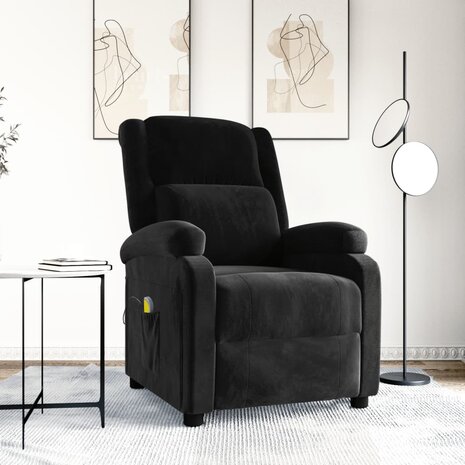 Massagestoel fluweel zwart 1