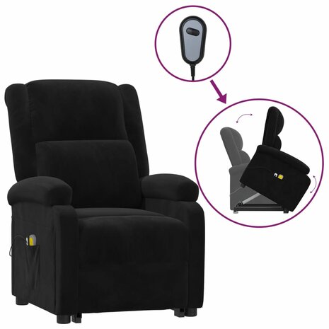 Sta-op-massagestoel fluweel zwart 2