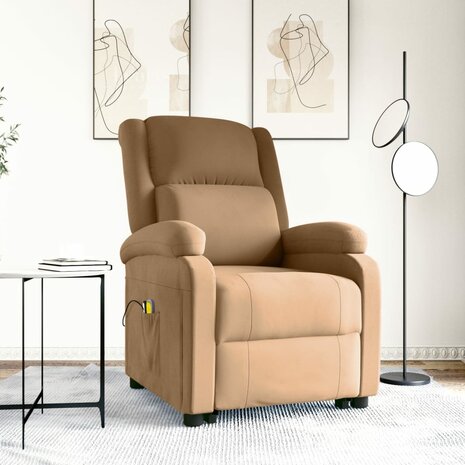 Sta-op-massagestoel fluweel bruin 1