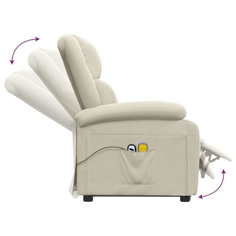 Sta-op-massagestoel fluweel crèmekleurig 7