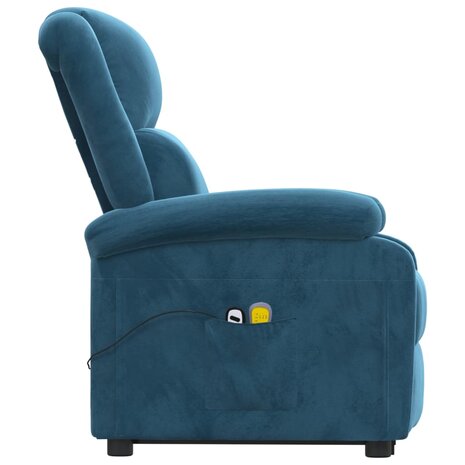 Sta-op-massagestoel fluweel blauw 5