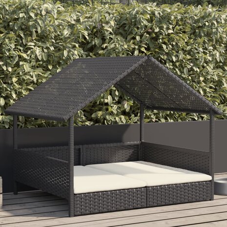 Hondenhok met kussen poly rattan 1