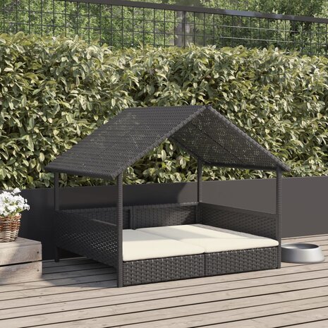 Hondenhok met kussen poly rattan 3