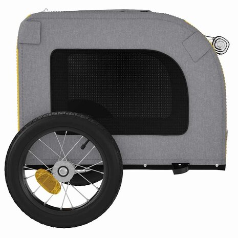 Hondenfietstrailer oxford stof en ijzer geel en grijs 7