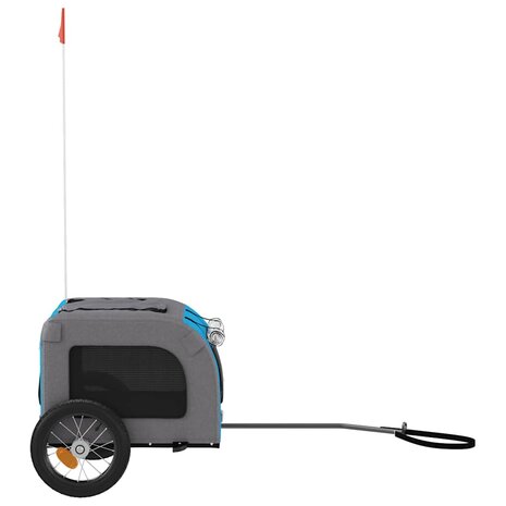 Hondenfietstrailer oxford stof en ijzer blauw en grijs 6