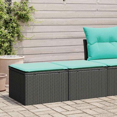 2-delige Loungeset met kussens poly rattan acacia zwart 1