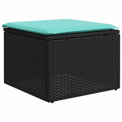 2-delige Loungeset met kussens poly rattan acacia zwart 4