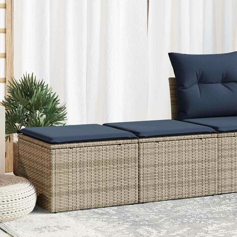 2-delige Loungeset met kussens poly rattan acacia grijs 1